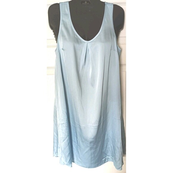 Ekouaer Satin Slip Dress Sz Small Blue Pleated Nightgown Loose Ok Oversized New - Picture 1 of 7